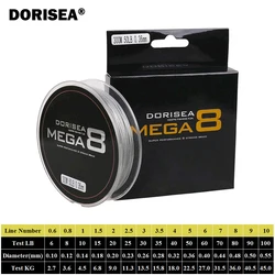 DORISEA 메가 8 가닥 멀티 필라멘트 PE 땋은 낚시 라인 낚시 땋은 와이어 300M 330 야드 잉어 낚시를위한 일본 소재