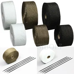 Cabeçalho do tubo de escape da motocicleta Heat Wrap, Laço de aço inoxidável resistente, Manifold Isolamento Pano Roll, FT002, 5m, 10m