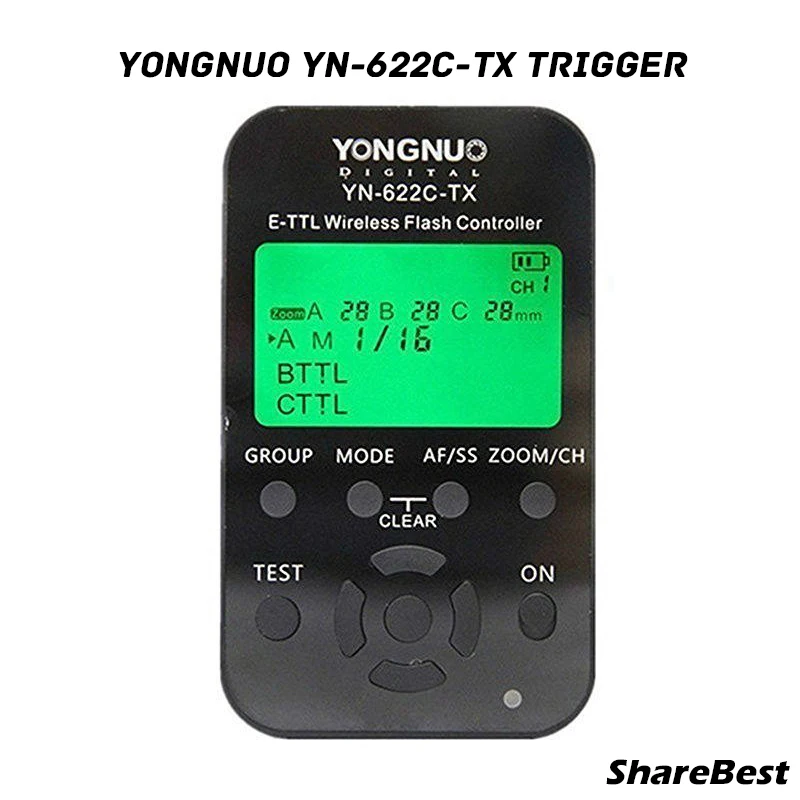 

Yongnuo YN-622C-TX YN622C-TX YN 622C TX E-TTL LCD Wireless Flash Controller wireless flash Trigger Transceiver For Canon DSLR