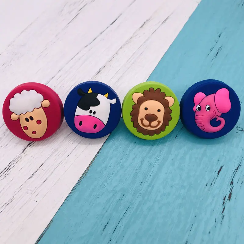 Children Room Drawer Handles Soft Cartoon Cow Lion Dresser Knob Kid Wardrobe Handles Cute Sheep Closet Pulls Cute Cabinet Knob