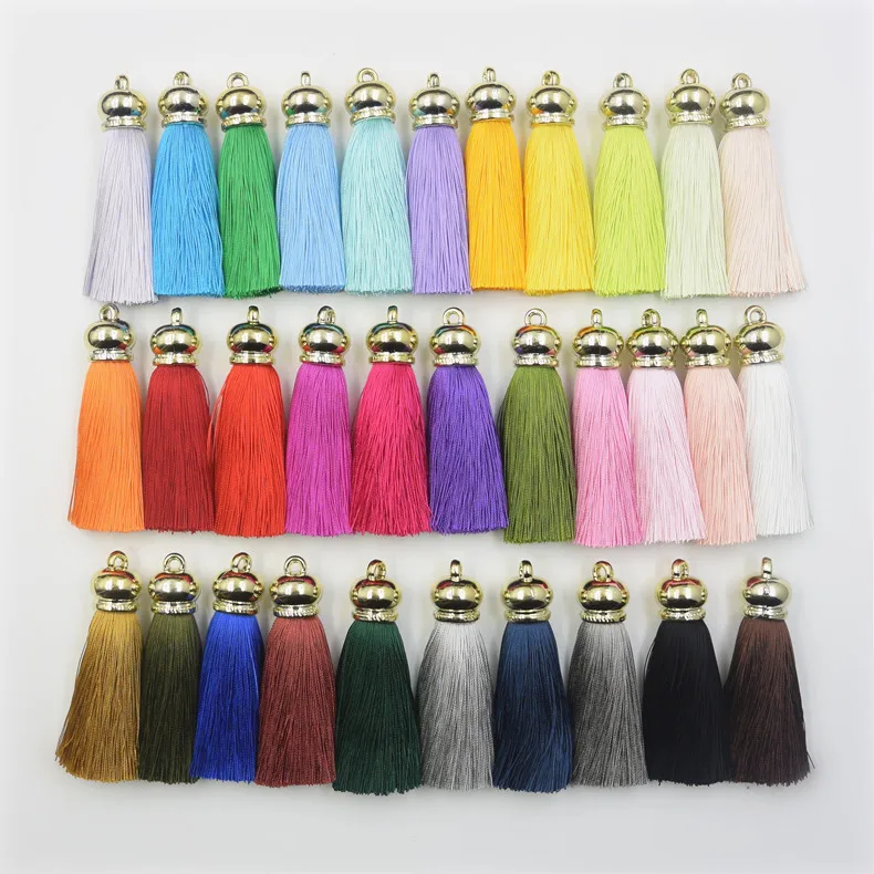 NEW 30 colors Rayon tassels with gold caps silk tassels fringe trim Mobile phone case keychain accessories diy earrings/jewelry