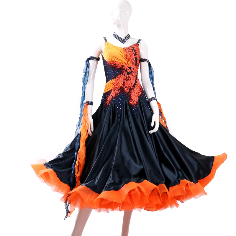 

New Ballroom dance competition dresses Red feather Professional dance competition dress Handmade MD553