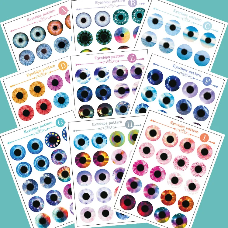 10Pair/set DIY Eyechips Pattern Blyth Doll Eye Chips Paper Pattern for 1:6 ICY Blyth Doll Eyes Accessories Pupil paster DIY TOOL