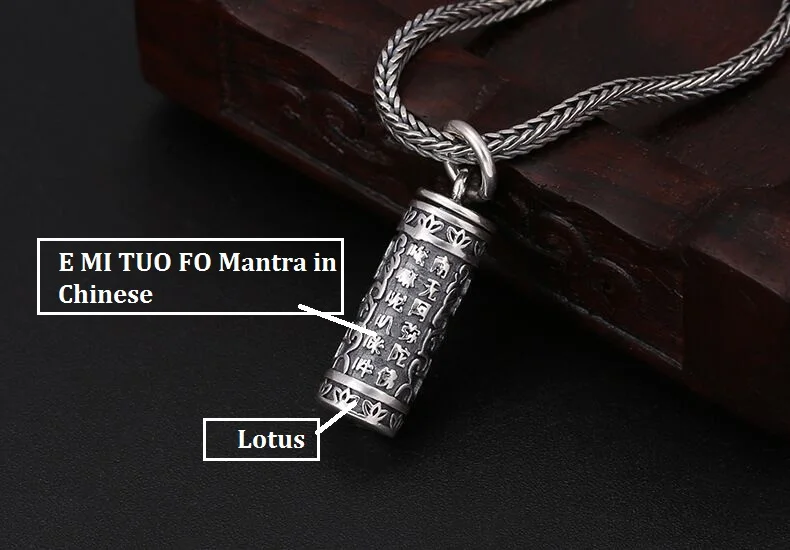 NEW 100% 999 Silver Tibetan Gau Box Pendant Necklace Pure Silver Budhhist Vajra OM Mani Padme Hum Box Pendant Six Words Pendant