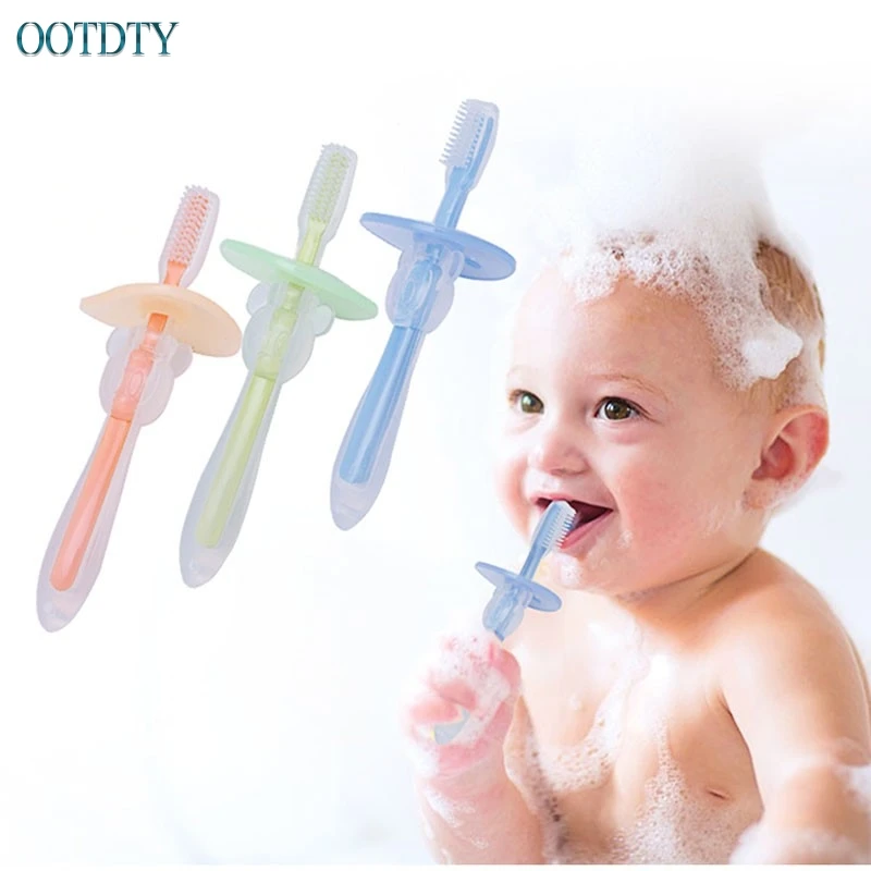 

Hot Selling New Baby Infants Kids Soft Safe Bendable Teether Training Teeth Toothbrush Brush #330