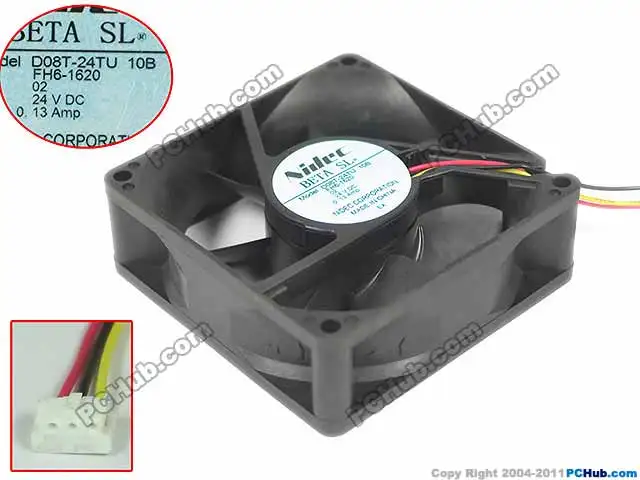 

Nidec D08T-24TU 10B DC 24V 0.13A 3-Wire 80x80x25mm Server Cooling Fan