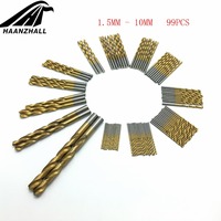 99pcs/Set Titanium Coated HSS High Speed Steel Drill Bit Set Tool 1.5mm - 10mm