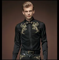 Fanzhuan Free Shipping New fashion casual male men's spring black shirt Retro shirts Korean Embroidery 512005 personality