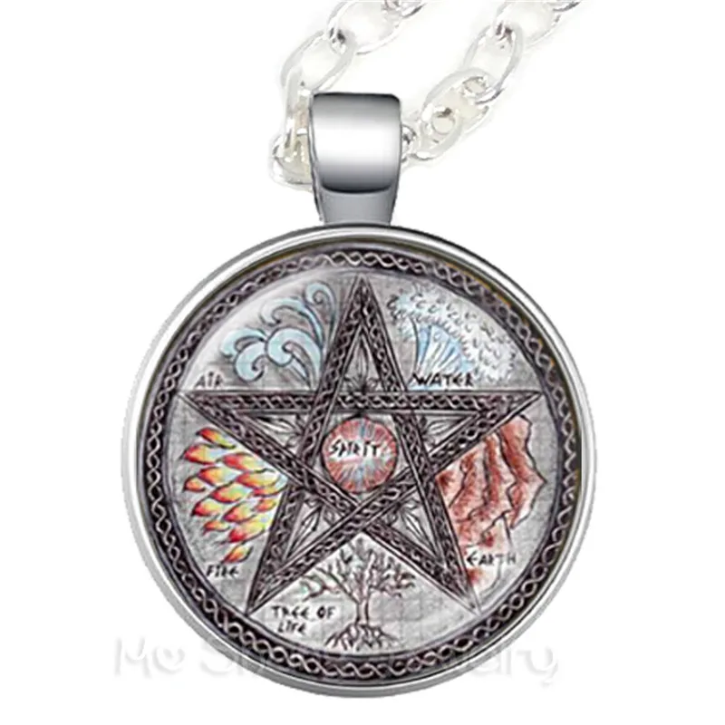 Trendy Pentacle Necklace Glass Cabochon Wicca Pagan Gothic Pentagram Fashion Jewelry Keep Talisman And Treatment Of Injury