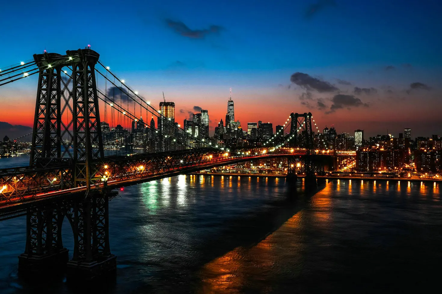 George Washington Bridge River Night backdrops  High quality Computer print scenic backgrounds