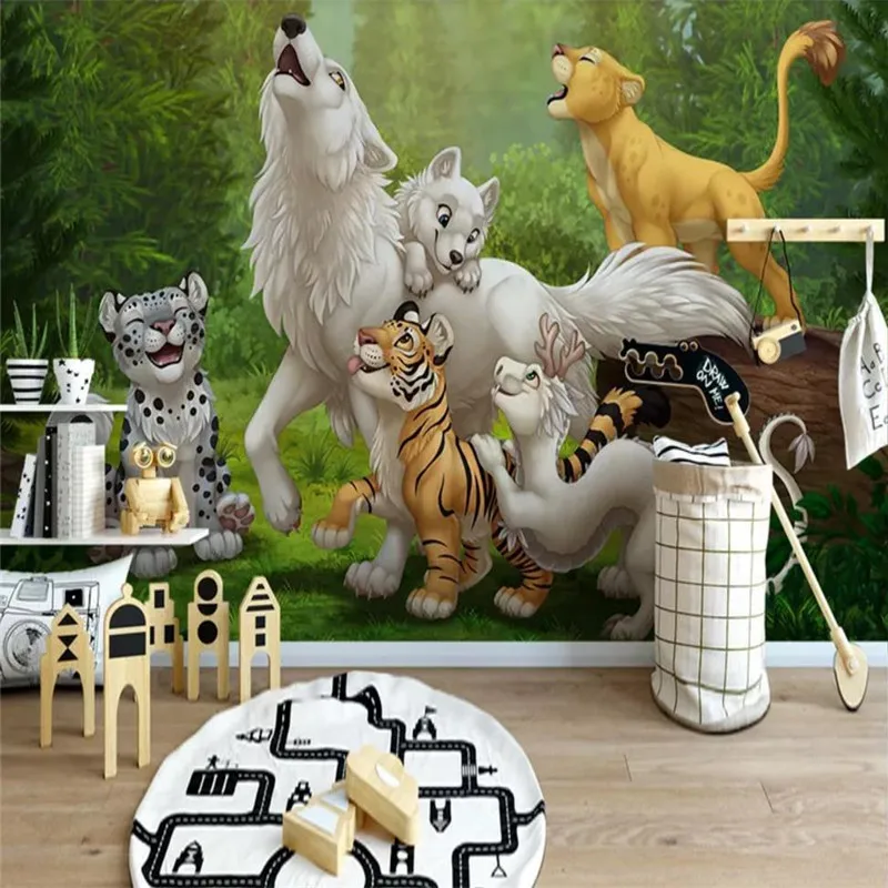 

Nordic wallpaper cartoon small animal children bedroom background wall high-grade waterproof material