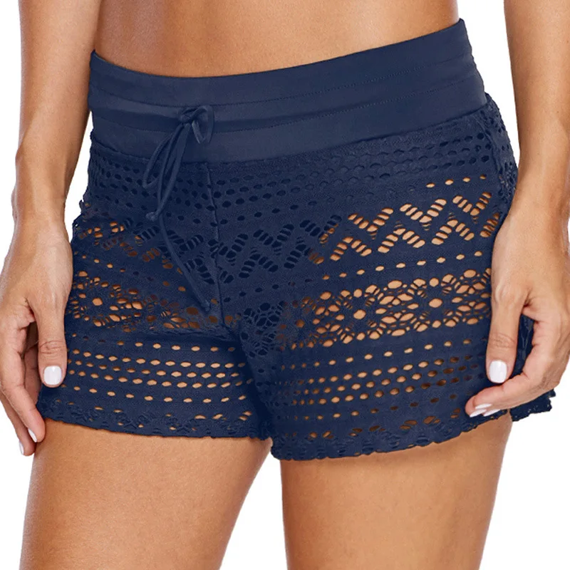 Fanceey New Fashion Women Shorts Sexy Black Lace Hollow Summer Short Pants Woman Solid Color Low Waist Sexy Short Pants Ladies