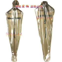 Transparent Black Latex Catsuit Sleep Bag Zip Chest Croth Latex Unitard Customized