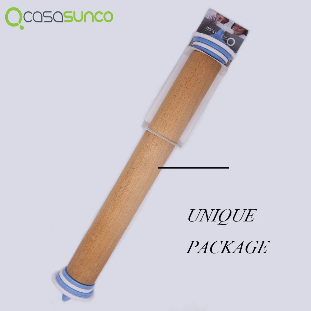 High Quality Kitchen Wooden Pizza Dough Rolling Pin Adjustable Detachable Thickness Rings - Blue And White By CASASUNCO