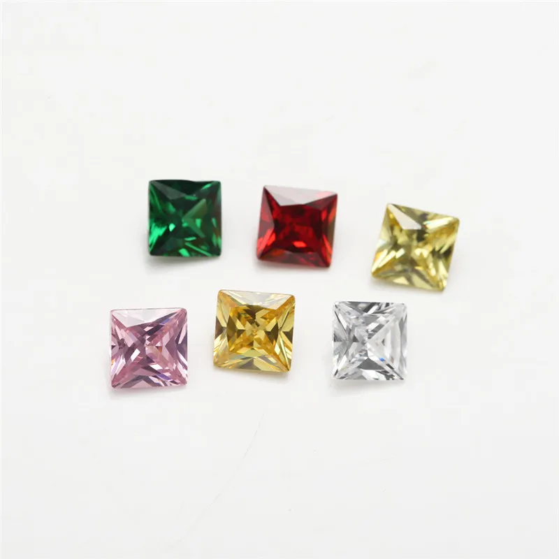 15pcs CZ 1pcs Per Colors Loose Cubic Zirconia Stone Size 4x4~10x10mm Square Shape Synthetic Gems