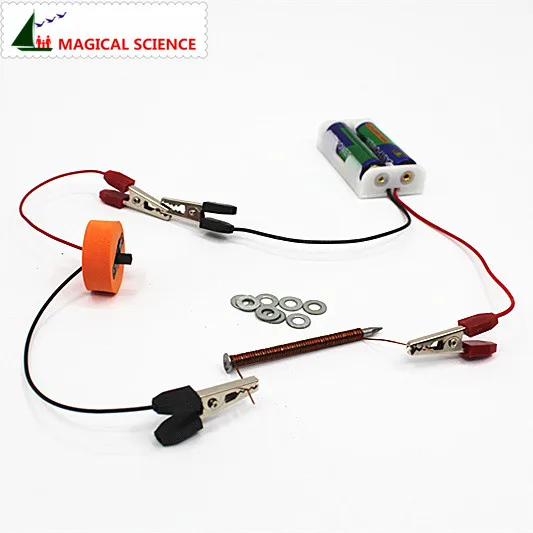 الجملة ، تجربة فيزياء ممتعة ، مواد DIY الكهربائية محلية الصنع ، تأثير مغناطيسي تيار ، مجموعة تعليمية للمدرسة المنزلية #6
