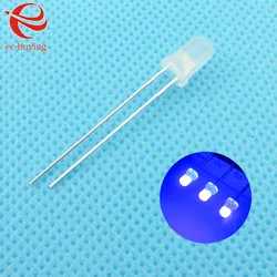100pcs/lot F3 3mm Blue LED Round Light Emitting Diode Diffused Foggy Lamp Bead Plug-in DIY Kit Practice Wide Angle DIP