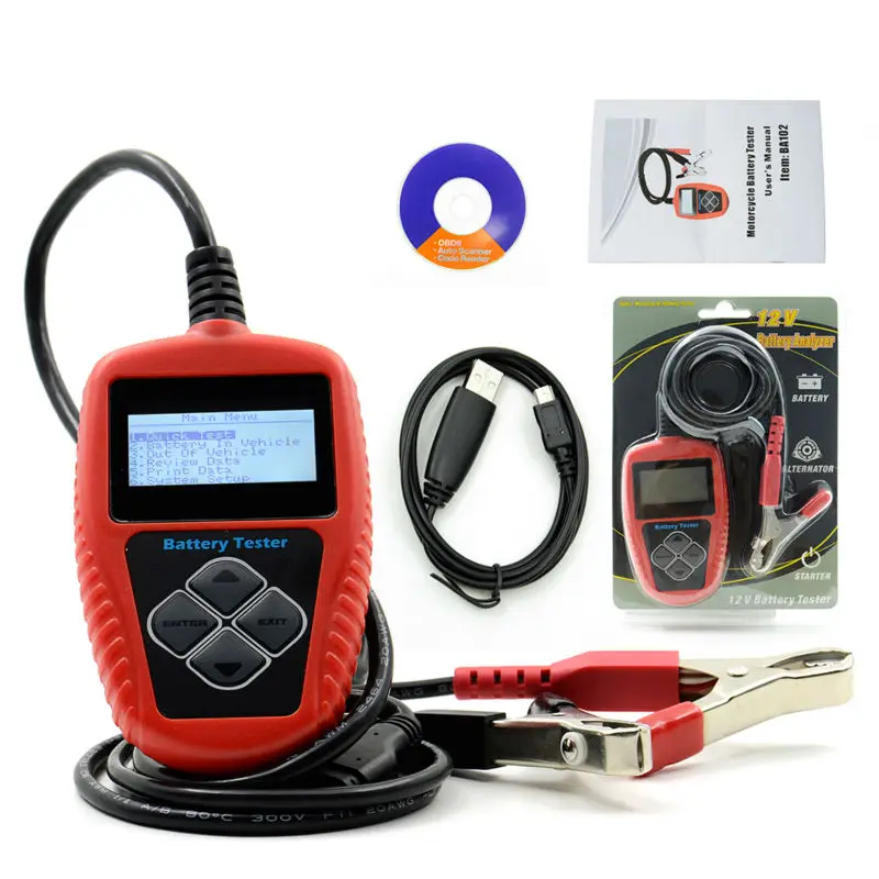 Wholesales Original QUICKLYNKS BA102 Motorcycle Battery Tester LCD Display 12V Battery Life Analysis Free Shipping