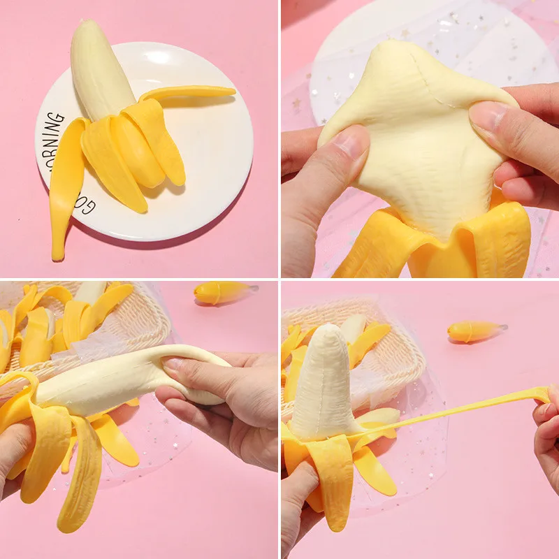 16CM Banana Squishy Toys Squeeze Novelty Toy Stress Relief Joking Decompression Funny Toys Children\'s party decoration props