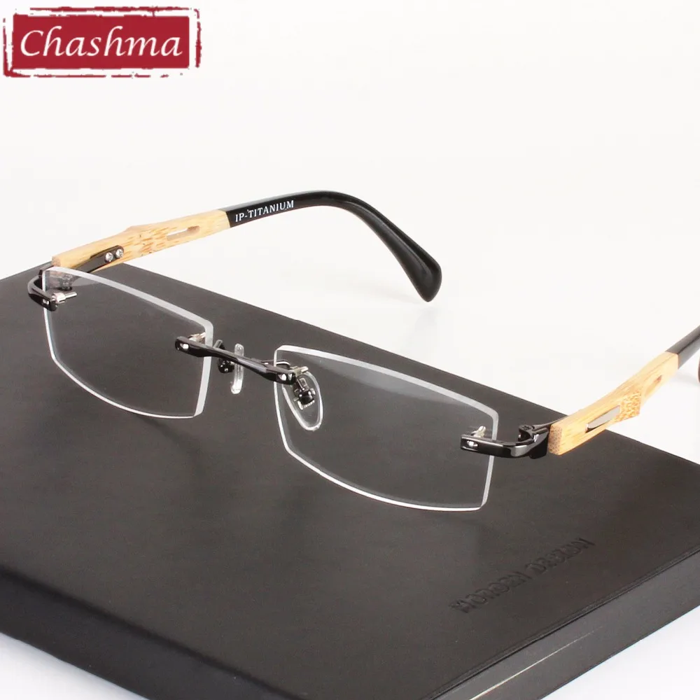 

Chashma Brand Healthy Eyeglasses Trend Optical Frame Pure Titanium Eye Glasses Rimless Bamboo Wood Glasses Frames Men and Women