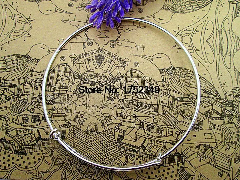 6pcs of Silver Adjustable Bangle Bracelets, Basic Bracelet, Bangle Bracelet Set, Charm Bracelet Base, Wire Bangle Diamete 65mm