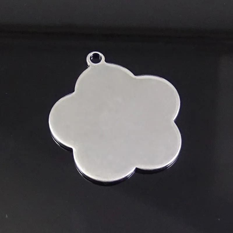 Different shape stainless steel dog tag flower shape glossy dog tag with ring