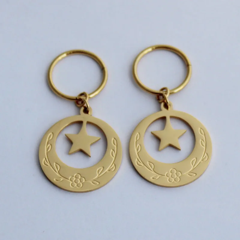 Girls Island Style Stainless Steel Earrings - Star And Moon Heart Shaped Kiribati Jewelry Gift Fashion Accessory for Teens