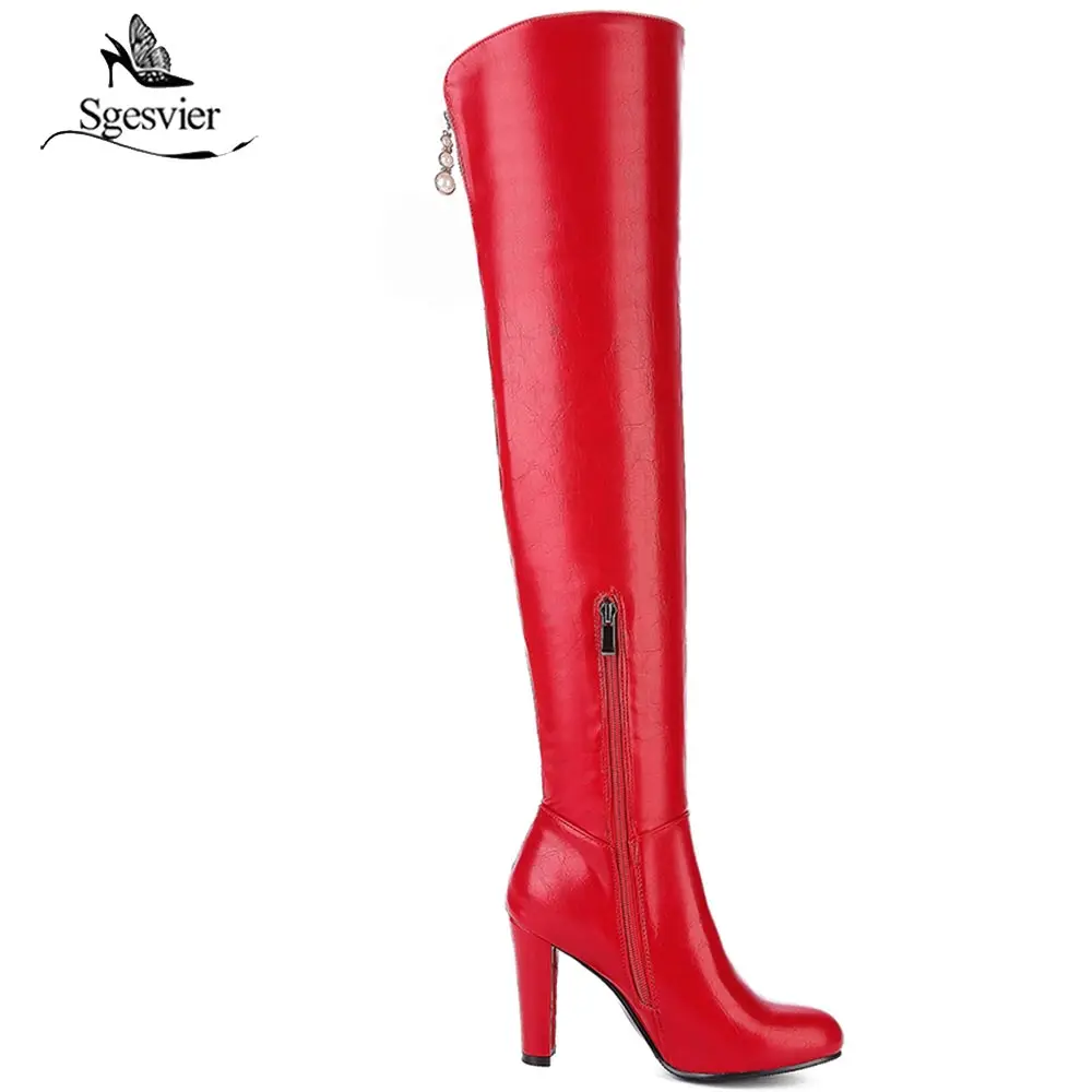 Sgesvier 2021 newest over the knee boots women round toe autumn boots sexy stiletto thick heels shoes woman long boots B704