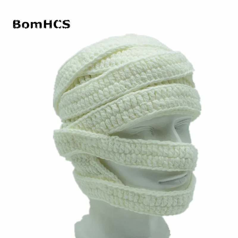 BomHCS Novetly Cool Zombie Mask Beanie Bandage 100% Handmade Knitted Funny Hat Cap