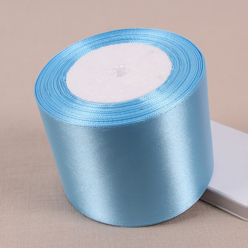 Hot sale Lake Blue Silk Satin Ribbon Wedding Party Decoration Gift Wrapping Christmas New Year Apparel Sewing Fabric gift Ribbon