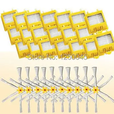 

10 Side 6 armed Brushes & 20 Filters for iRobot Roomba 700 Series 760 770 780 790 Free Shipping