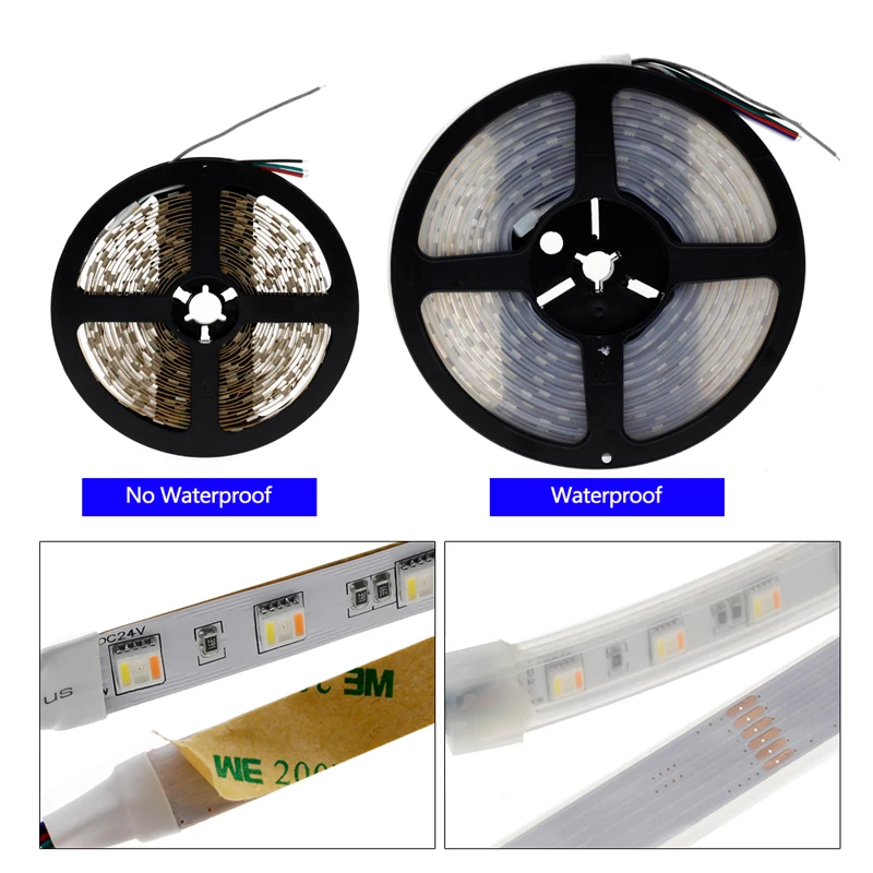 RGBCCT LED Strip 5050 12V / 24V 5 Color in 1 Chips RGB+WW+CW 60 LEDs/m 5m/lot RGBW LED Strip Light 5m/lot.