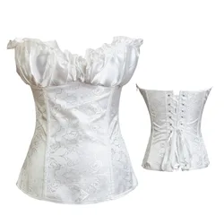 Charming Sexy Adult Corset Wear Sexy Corset and Bustier Black Waist Corsets Renaissance Lingerie Lacing Wedding White Corset Top
