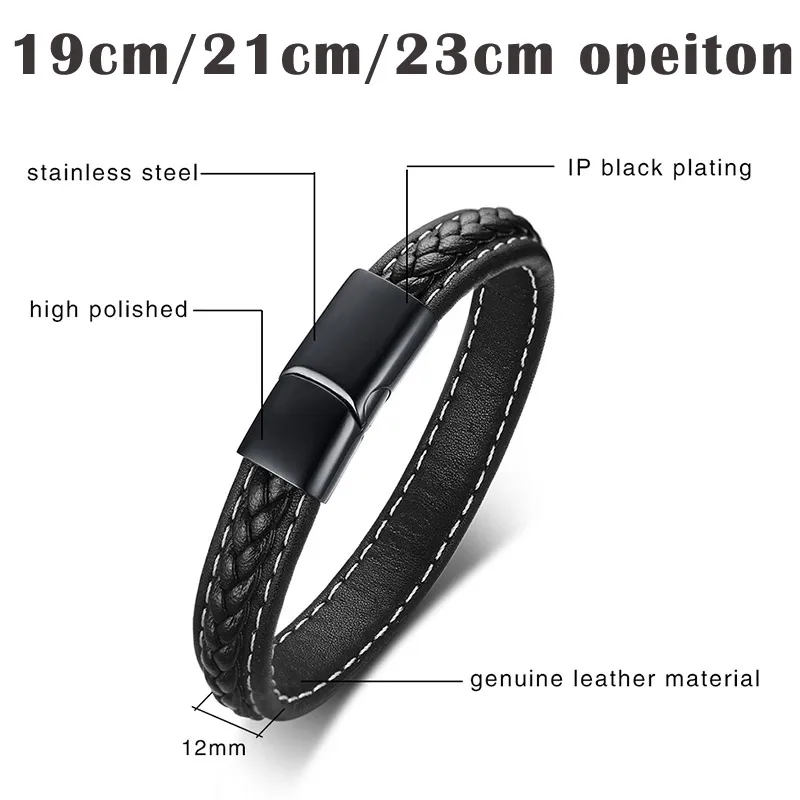 TYPE 1  DIABETES Medical Alert Bracelet Emergency Remind Jewelry Black Genuine Leather