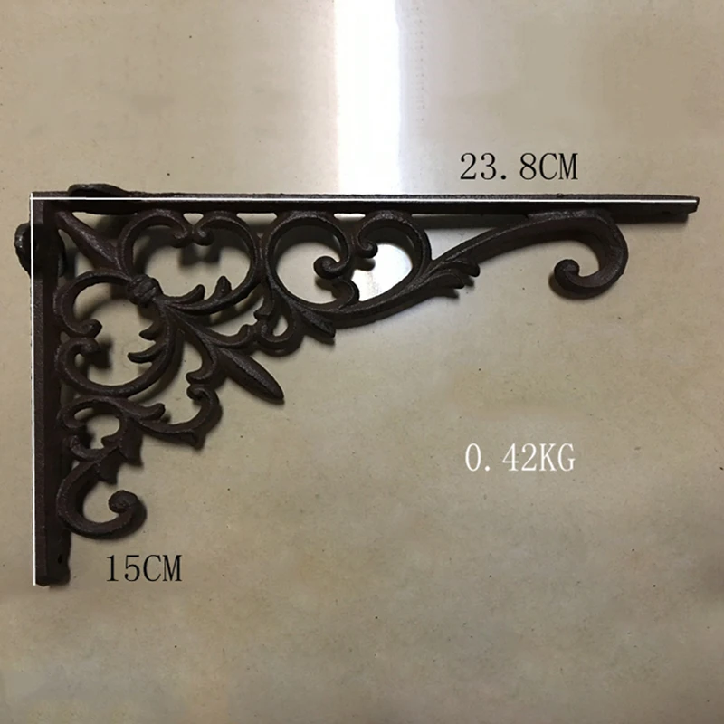 Antique Style Cast Iron Brackets Garden Braces Rustic Bracket  Display Corner Support Holder Heavy Duty Metal Shelf Brown