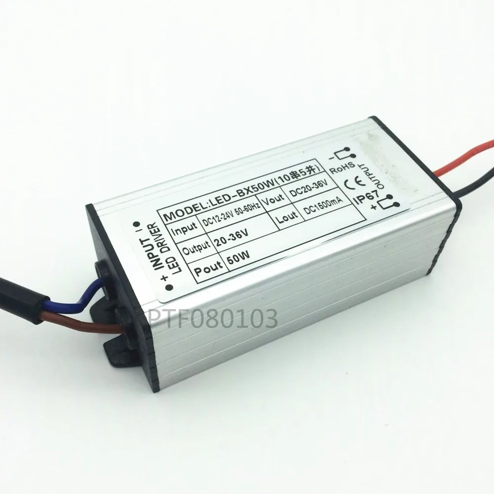 DC 12-24V 50w waterproof LED Driver Waterproof IP67 Output DC 20-36V 1500 mA Power Supply For LED light