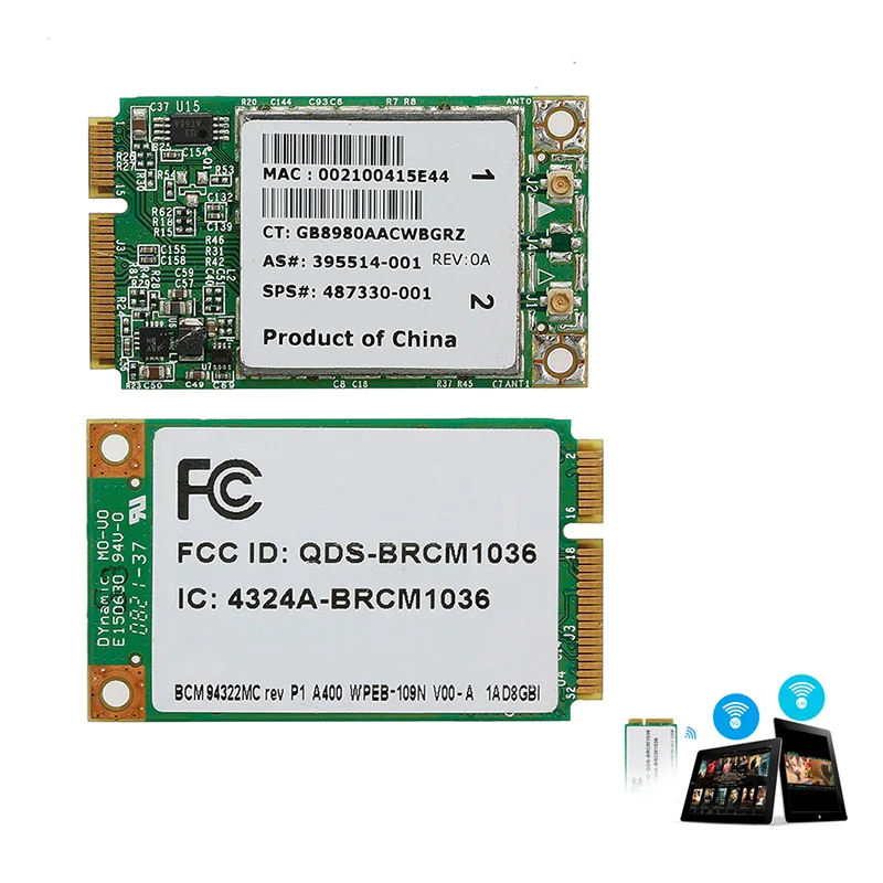 Mini Dual Band BCM94322MC Wireless-N WIFI 300M PCI-E Card For HP SPS:487330-001 dropshipping