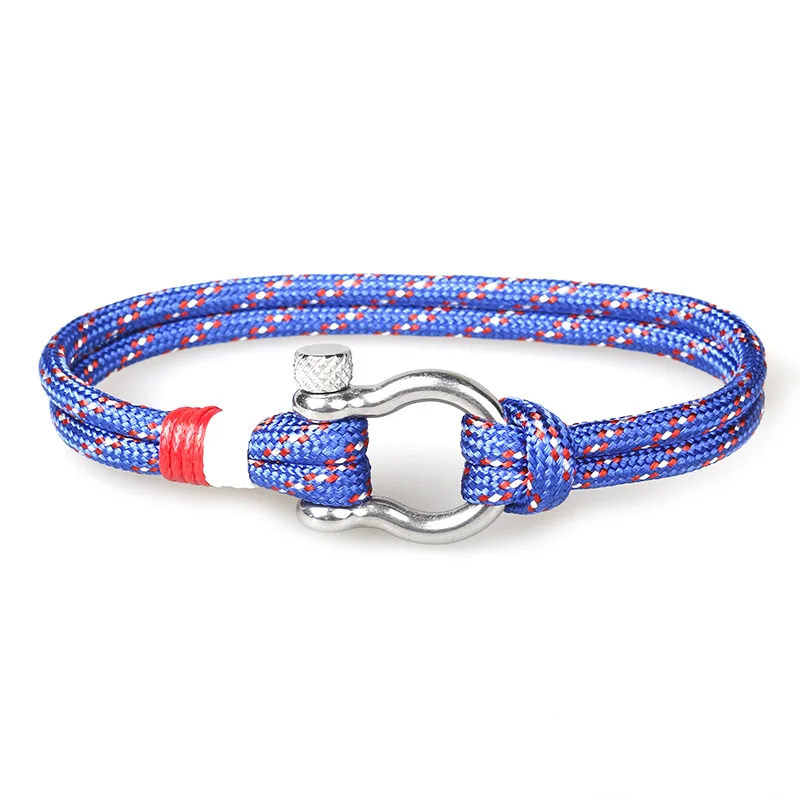 Hot Soldier Style Sport Camping Parachute cord Survival Bracelet Men Women with Stainless Steel Shackle Buckle Fashion Pulseira