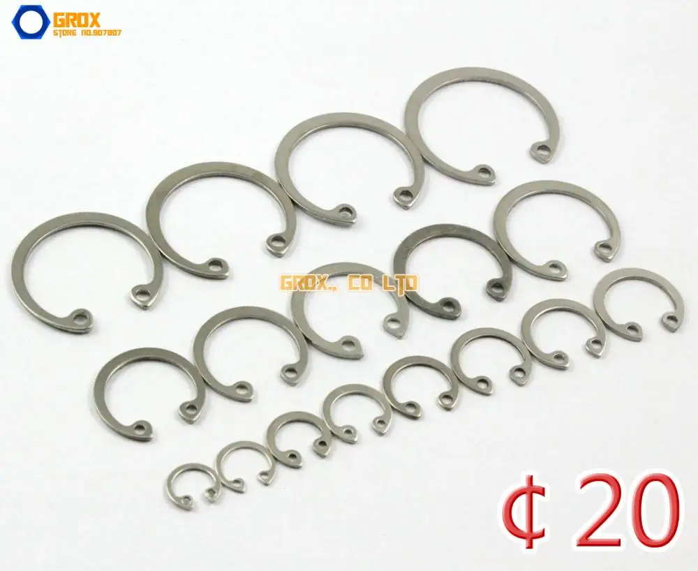 

100 Pieces 20mm 304 Stainless Steel Internal Circlip Snap Retaining Ring