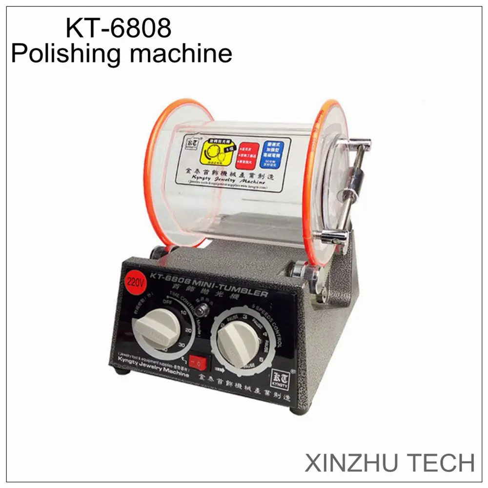 New KT-6808 Tumbler Polishing Machine Rotary Tumbler Jewelry Variable Surface Finishing Machine Speed Auto Sanding Waxing Tools