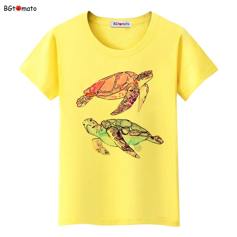 

New Style Summer Cartoon Animal t-shirt women fashion tops colored tortoises printing tshirt good quality brand shirt