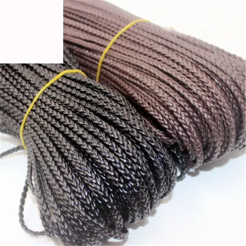 1meter 4.5mm Flat Braided Leather Cord Rope Black Coffee Leather Cords Rope String Jewelry Accessorie Bracelet Necklace Findings