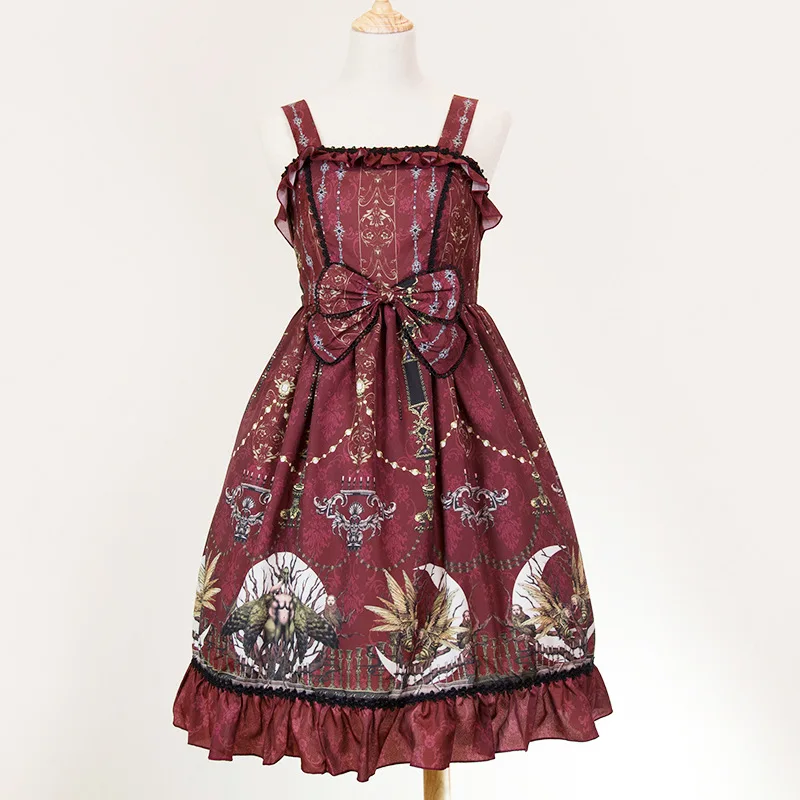 Kawaii JSK Lolita Dress Sweet Lolita Princess Sling Sleeveless Skirt Japanese Original Vintage Print