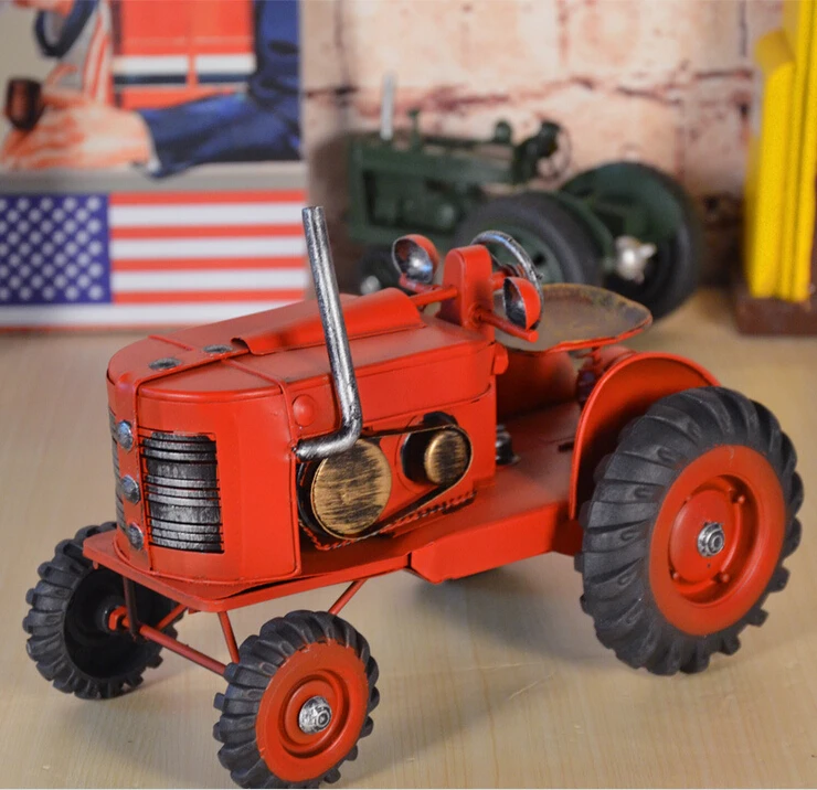 D tin automobile tractor model Home Furnishing creative home decoration decoration room retro furnishings toys