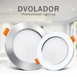 Luces Led Downlight blancas plateadas, 12W, 9W, 7W, foco led Blanco cálido, lámpara de techo blanca Natural, empotrada para interiores del hogar