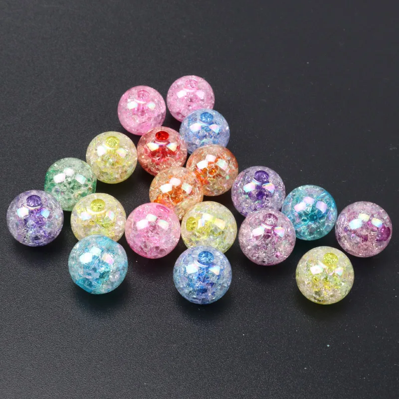 2021 New Arrivals 14 16 18 20mm Mixed AB Transparent Crackle Round Beads Acrylic Spacer Ball Beads For Jewelry Making KL64