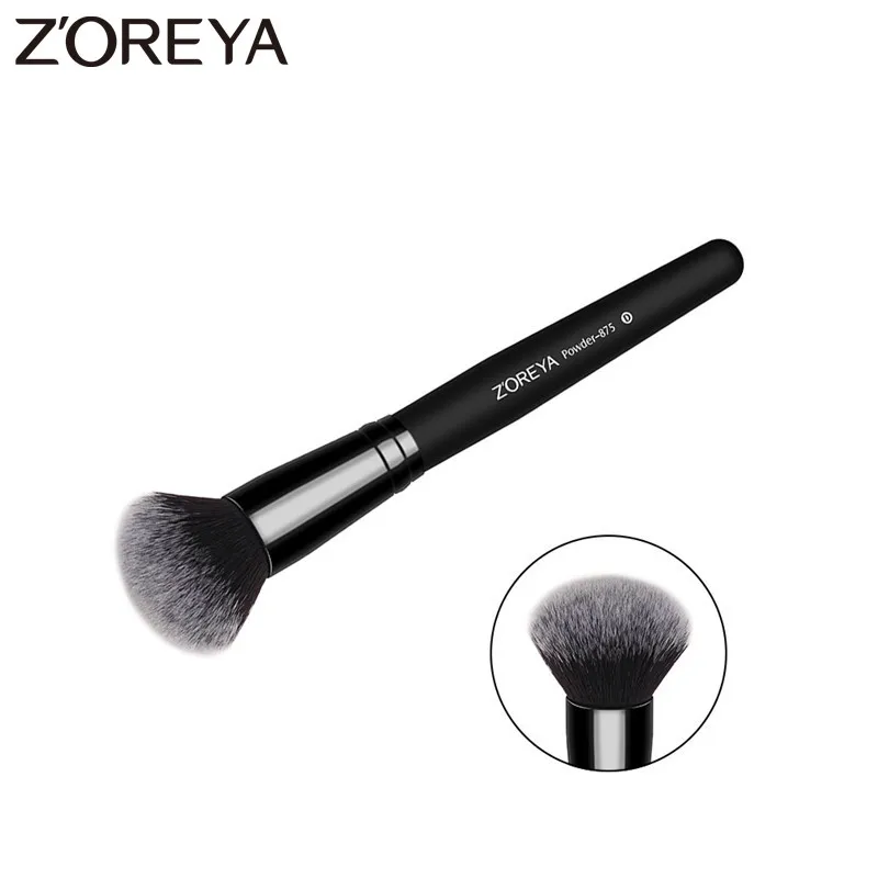 ZOREYA Brand Black Round Powder Brush High Quality Synthetic Hair Single Cosmetic Tools Soft Face Contour Makeup Free Shipping