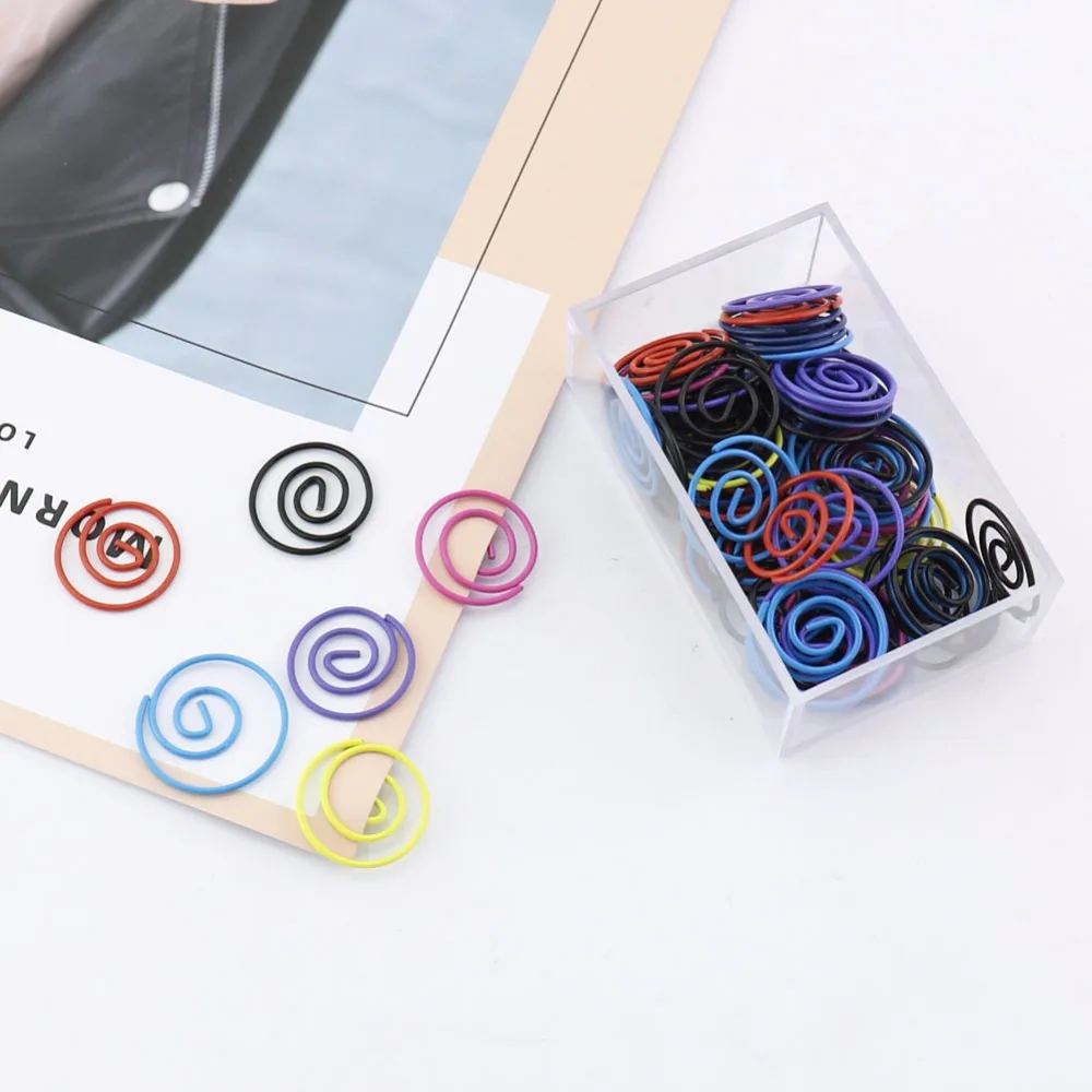 

TUTU 60pcs/box Silver Metal circle Shape round Paper Clips Silvery Color Funny Kawaii Bookmark Marking Clip H0211