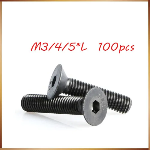 m5 10mm 100PCS M3 M4 M5  series 10.9 round M*6/8/10/12-50 mm  Steel Flat Countersunk Head Hex Socket Screw nails,bolts