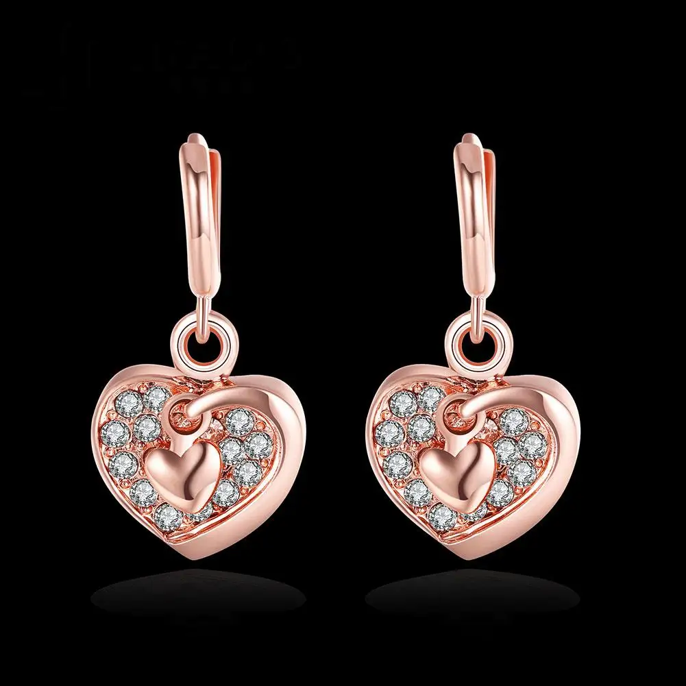 INALIS Luxury Dangles Love Heart Earrings for Women Wedding Earrings Water Drop Zircon Party Gift White Color Wholesale E048